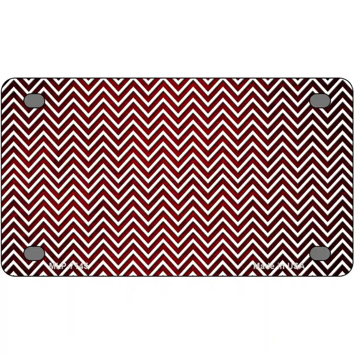 Red White Small Chevron Oil Rubbed Metal Novelty License Plate 4" x 2.2" (MLP)