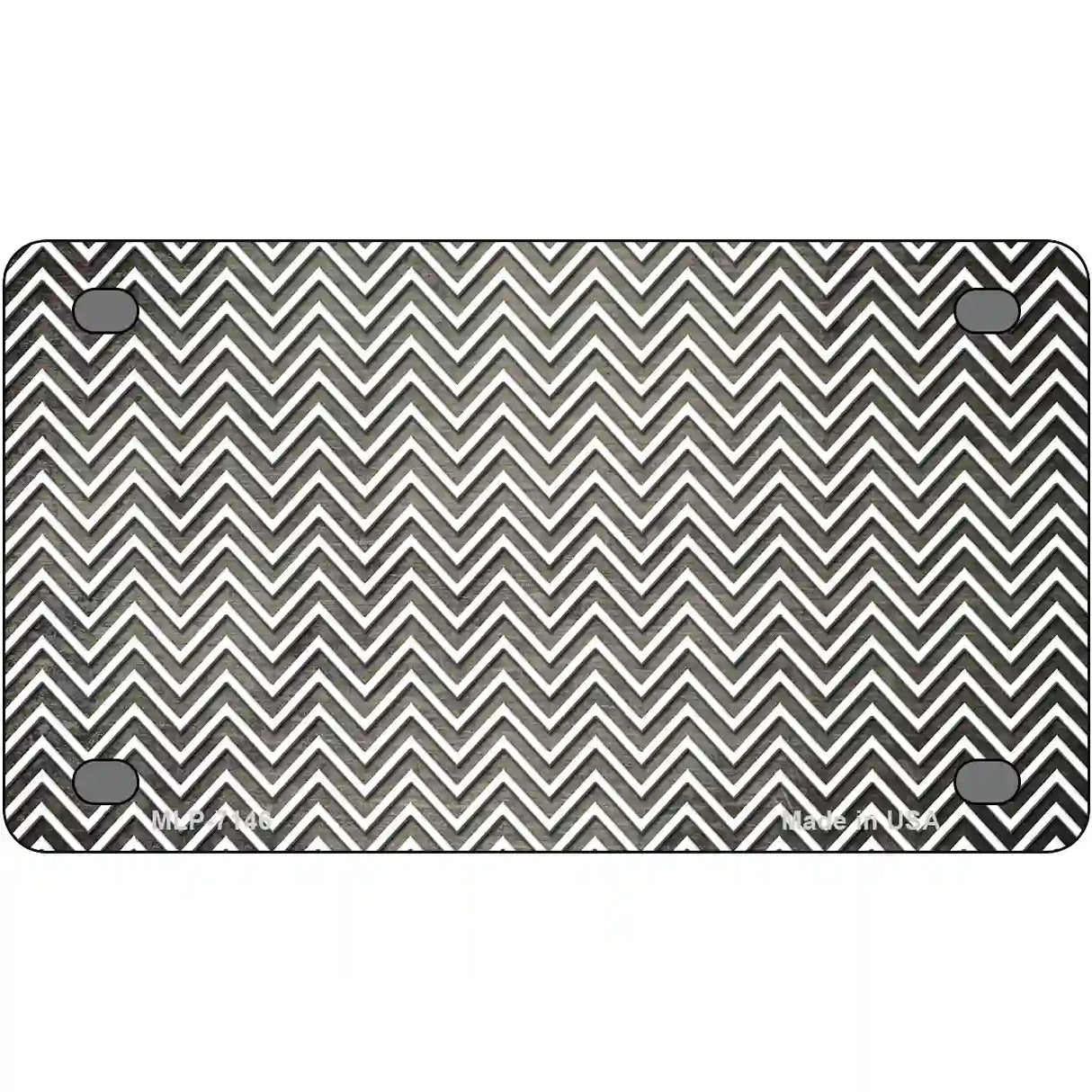 Tan White Small Chevron Oil Rubbed Metal Novelty License Plate 4" x 2.2" (MLP)