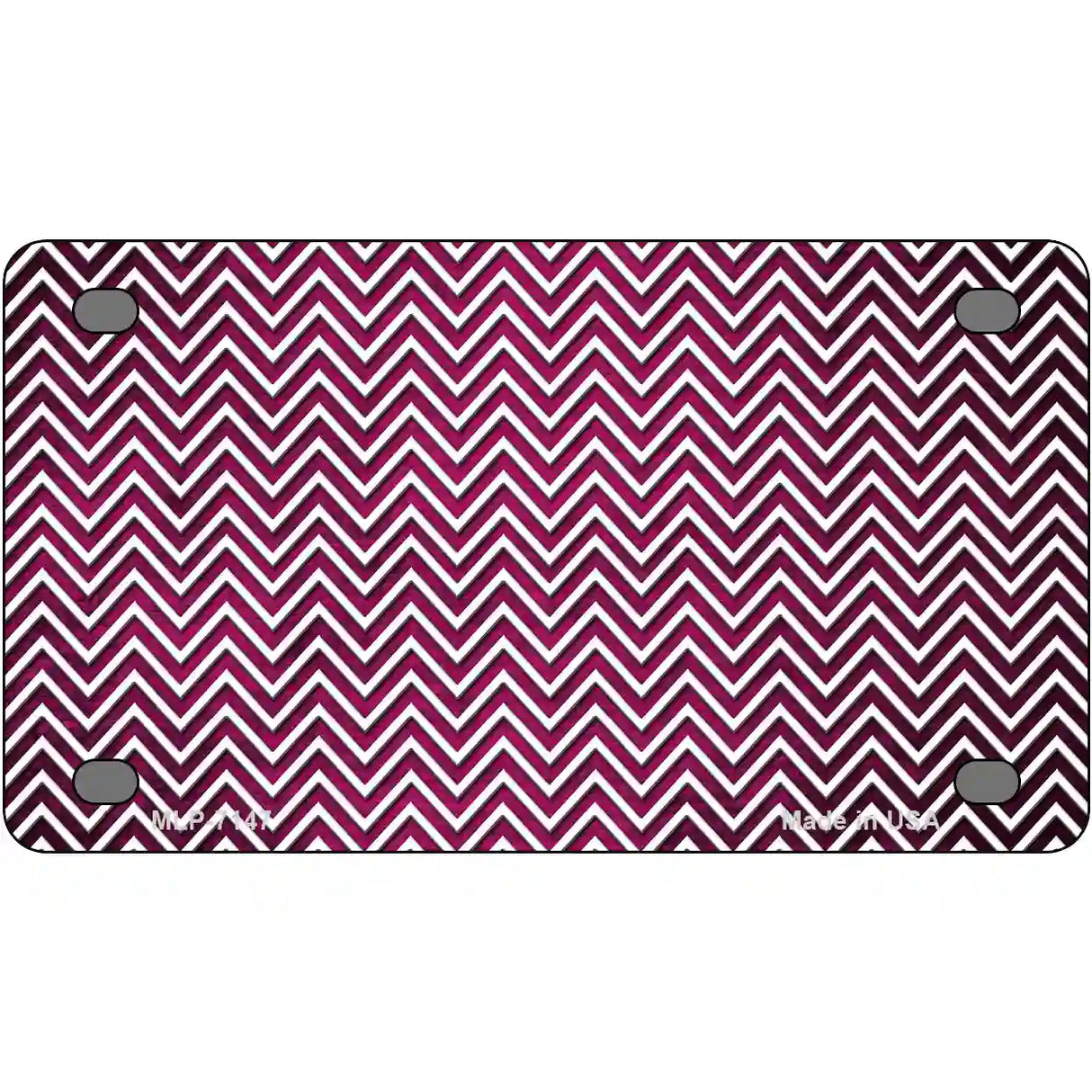 Pink White Small Chevron Oil Rubbed Metal Novelty License Plate 4" x 2.2" (MLP)