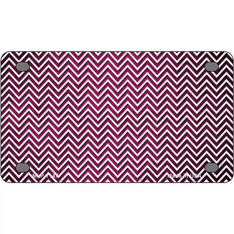 Pink White Small Chevron Oil Rubbed Metal Novelty License Plate 4" x 2.2" (MLP)