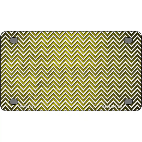 Yellow White Small Chevron Oil Rubbed Metal Novelty License Plate 4" x 2.2" (MLP)