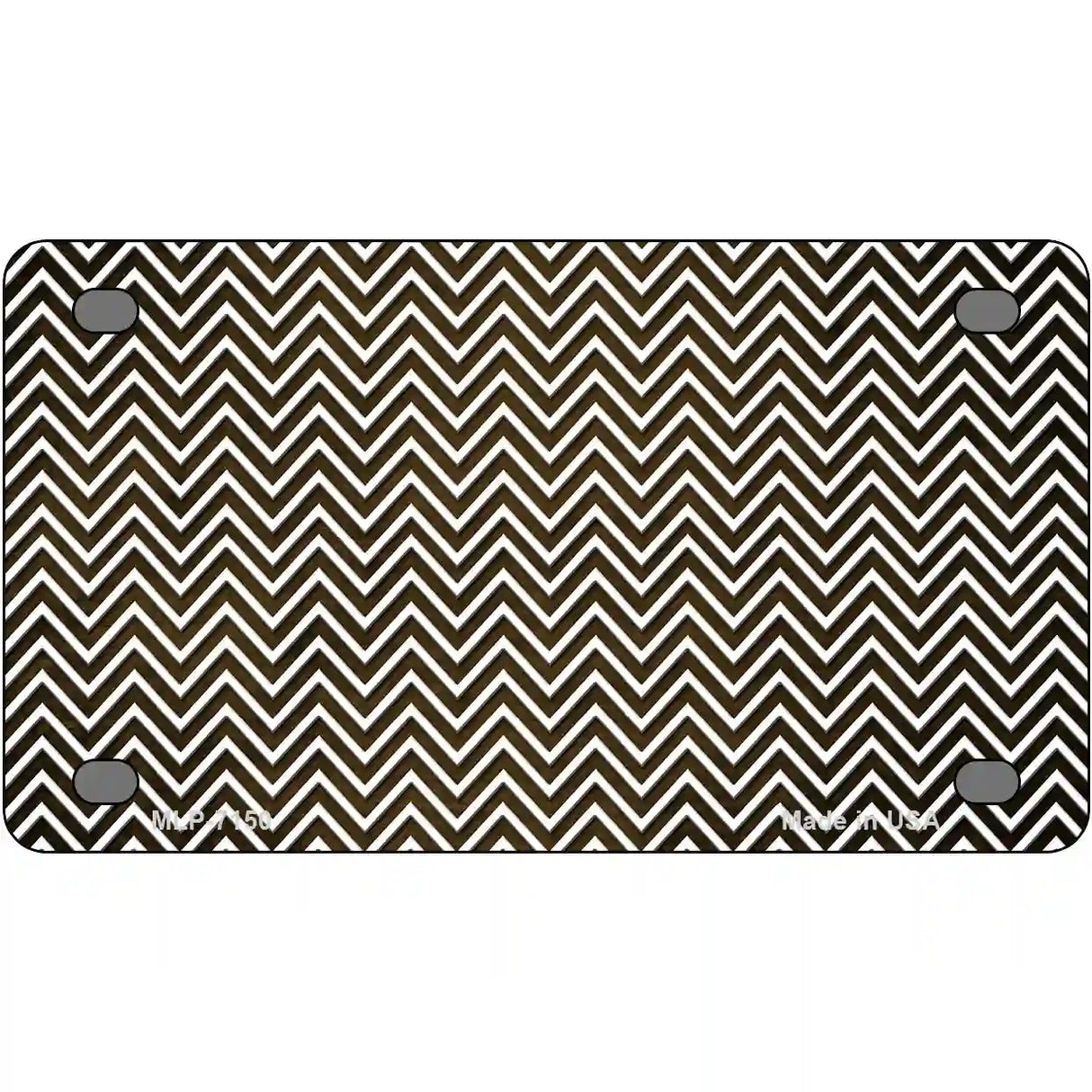 Brown White Small Chevron Oil Rubbed Metal Novelty License Plate 4" x 2.2" (MLP)