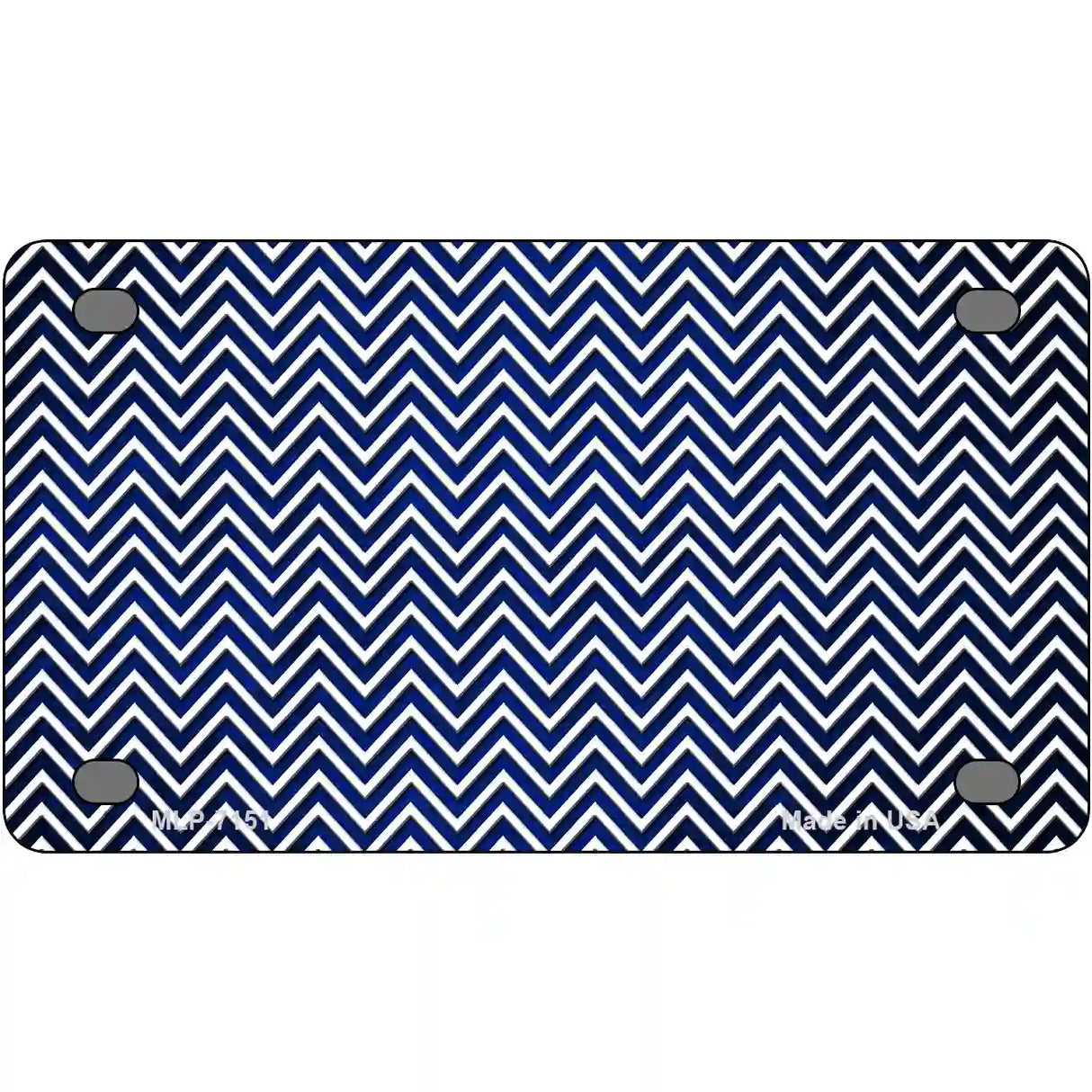 Blue White Small Chevron Oil Rubbed Metal Novelty License Plate 4" x 2.2" (MLP)