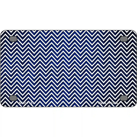 Blue White Small Chevron Oil Rubbed Metal Novelty License Plate 4" x 2.2" (MLP)