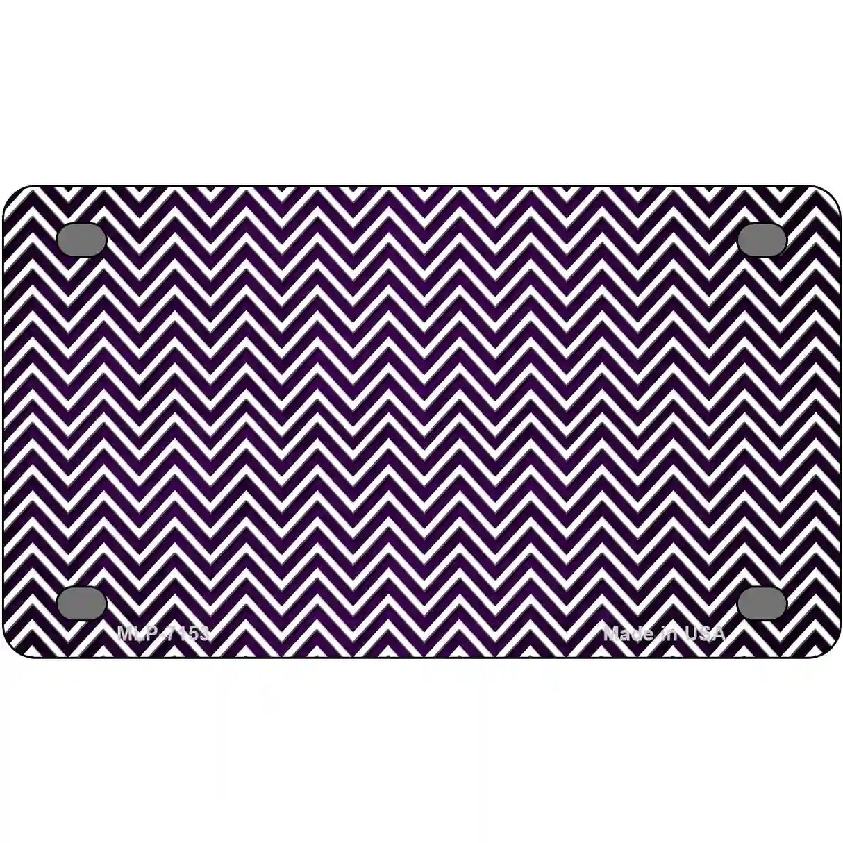 Purple White Small Chevron Oil Rubbed Metal Novelty License Plate 4" x 2.2" (MLP)