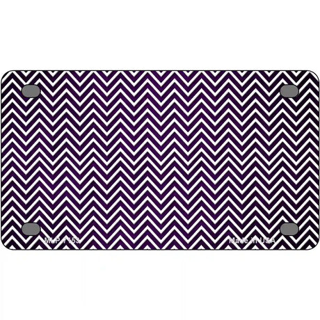 Purple White Small Chevron Oil Rubbed Metal Novelty License Plate 4" x 2.2" (MLP)