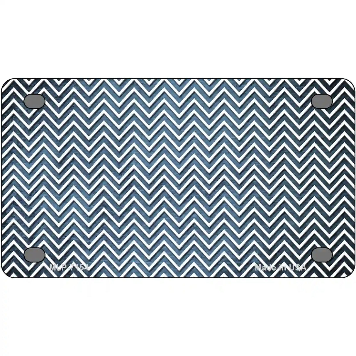 Light Blue White Small Chevron Oil Rubbed Metal Novelty License Plate 4" x 2.2" (MLP)