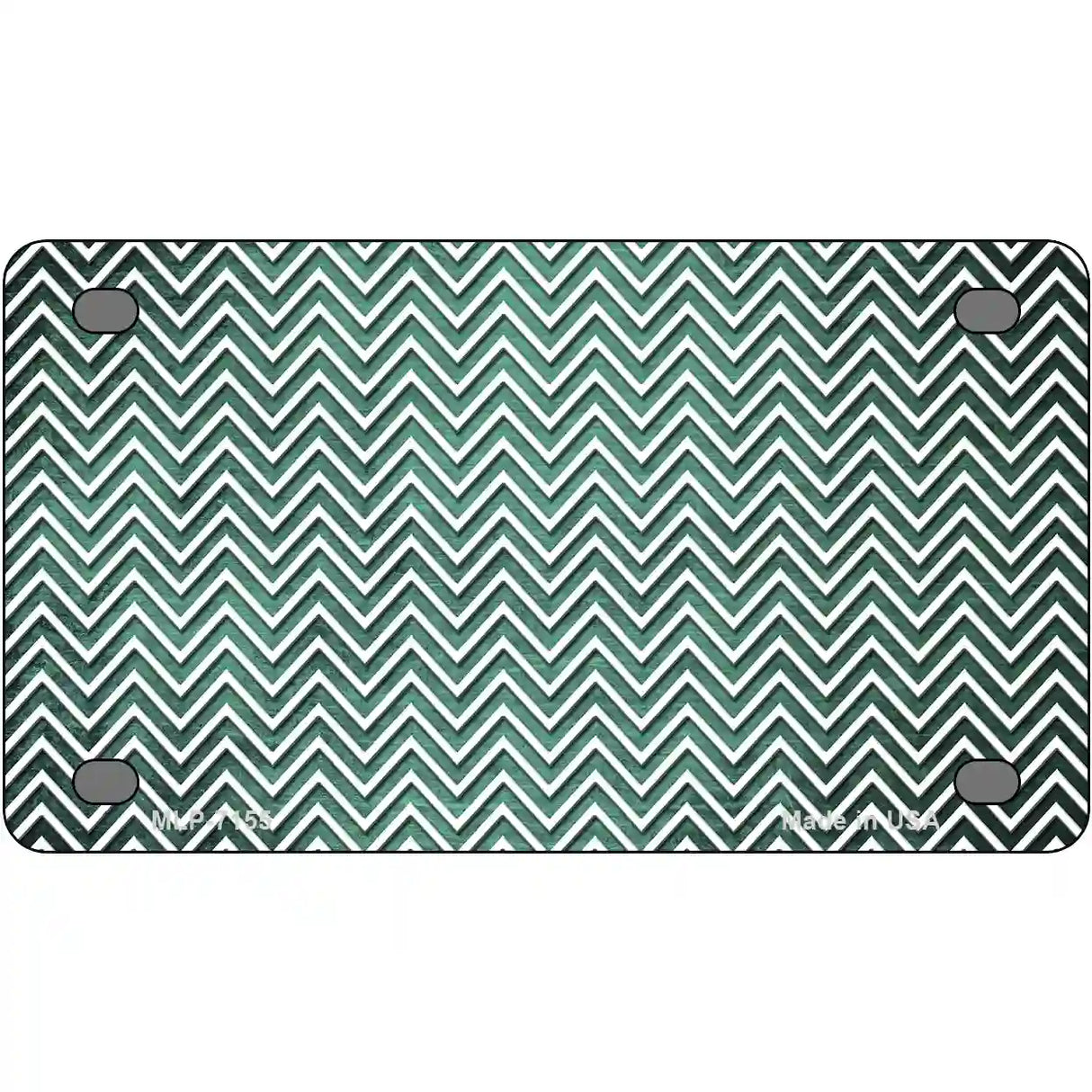 Mint White Small Chevron Oil Rubbed Metal Novelty License Plate 4" x 2.2" (MLP)