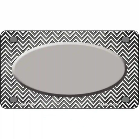 Gray White Small Chevron Oval Oil Rubbed Metal Novelty License Plate 4" x 2.2" (MLP)