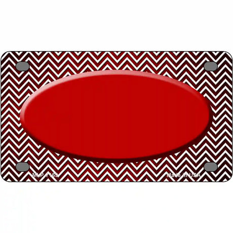 Red White Small Chevron Oval Oil Rubbed Metal Novelty License Plate 4" x 2.2" (MLP)