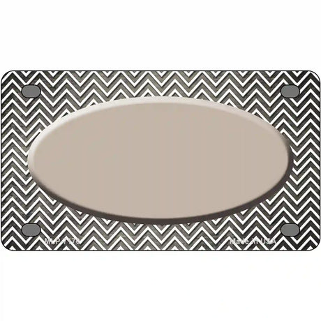 Tan White Small Chevron Oval Oil Rubbed Metal Novelty License Plate 4" x 2.2" (MLP)