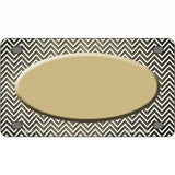 Gold White Small Chevron Oval Oil Rubbed Metal Novelty License Plate 4" x 2.2" (MLP)