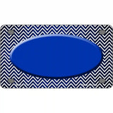 Blue White Small Chevron Oval Oil Rubbed Metal Novelty License Plate 4" x 2.2" (MLP)