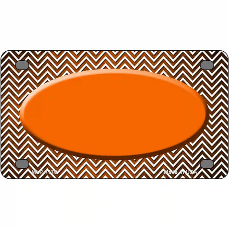 Orange White Small Chevron Oval Oil Rubbed Metal Novelty License Plate 4" x 2.2" (MLP)