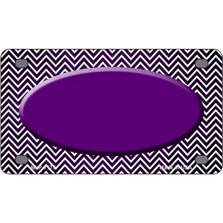 Purple White Small Chevron Oval Oil Rubbed Metal Novelty License Plate 4" x 2.2" (MLP)