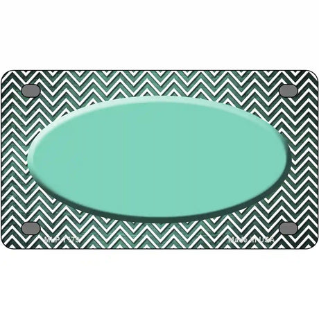 Mint White Small Chevron Oval Oil Rubbed Metal Novelty License Plate 4" x 2.2" (MLP)