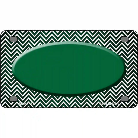 Green White Small Chevron Oval Oil Rubbed Metal Novelty License Plate 4" x 2.2" (MLP)