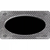 Black White Small Chevron Oval Oil Rubbed Metal Novelty License Plate 4" x 2.2" (MLP)