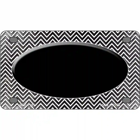 Black White Small Chevron Oval Oil Rubbed Metal Novelty License Plate 4" x 2.2" (MLP)