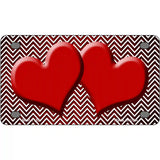 Red White Small Chevron Hearts Oil Rubbed Metal Novelty License Plate 4" x 2.2" (MLP)