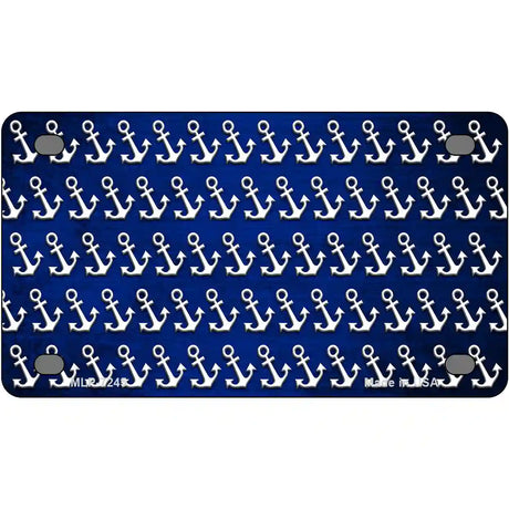 Blue White Anchor Oil Rubbed Metal Novelty License Plate 4" x 2.2" (MLP)