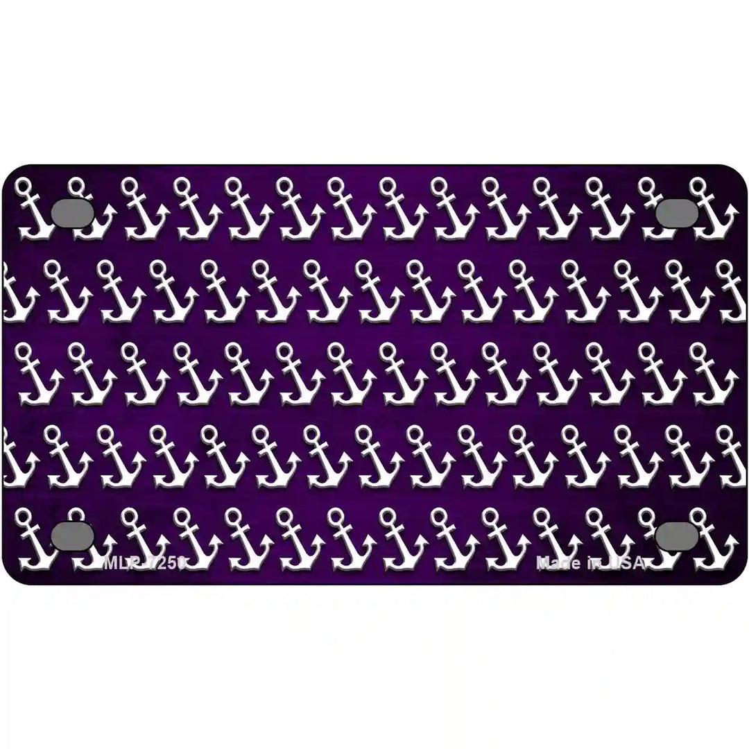 Purple White Anchor Oil Rubbed Metal Novelty License Plate 4" x 2.2" (MLP)