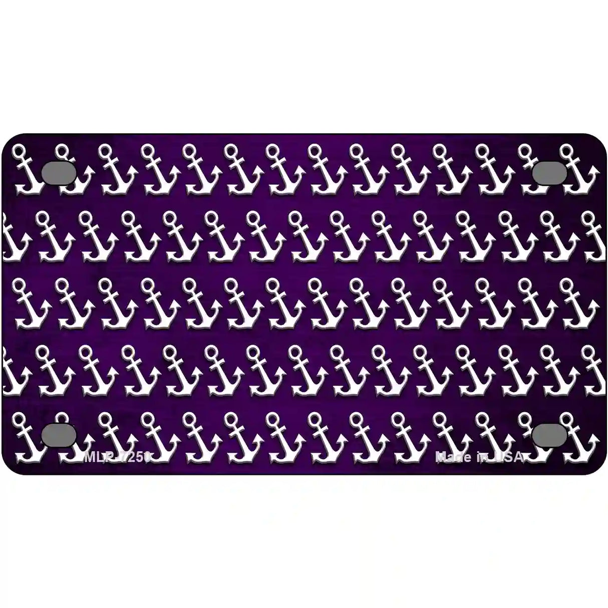 Purple White Anchor Oil Rubbed Metal Novelty License Plate 4" x 2.2" (MLP)