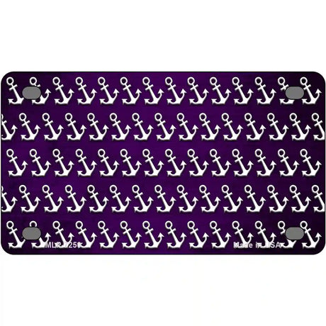 Purple White Anchor Oil Rubbed Metal Novelty License Plate 4" x 2.2" (MLP)