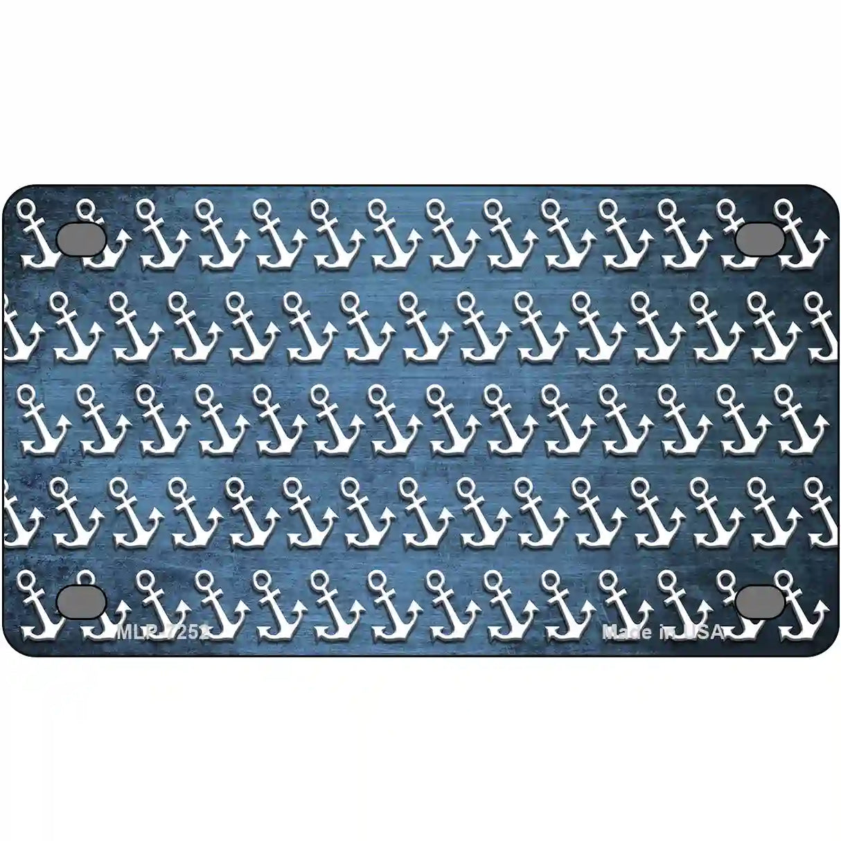 Light Blue White Anchor Oil Rubbed Metal Novelty License Plate 4" x 2.2" (MLP)