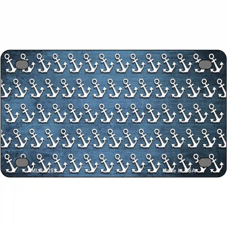 Light Blue White Anchor Oil Rubbed Metal Novelty License Plate 4" x 2.2" (MLP)