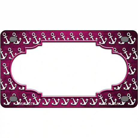 Pink White Anchor Scallop Oil Rubbed Metal Novelty License Plate 4" x 2.2" (MLP)