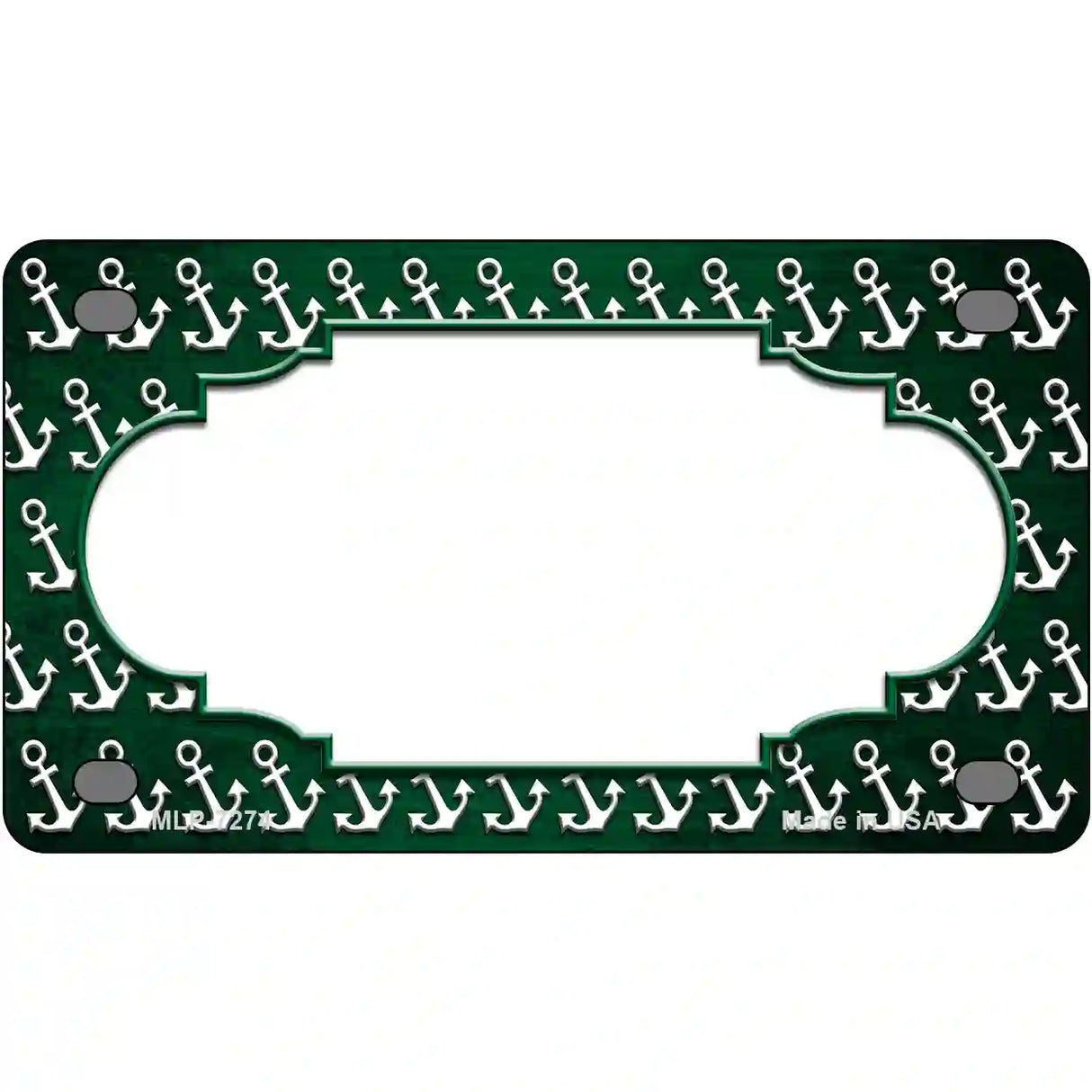 Green White Anchor Scallop Oil Rubbed Metal Novelty License Plate 4" x 2.2" (MLP)