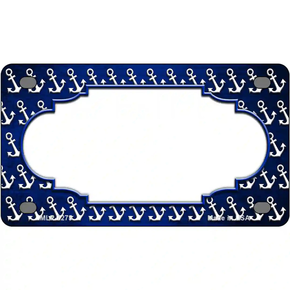 Blue White Anchor Scallop Oil Rubbed Metal Novelty License Plate 4" x 2.2" (MLP)