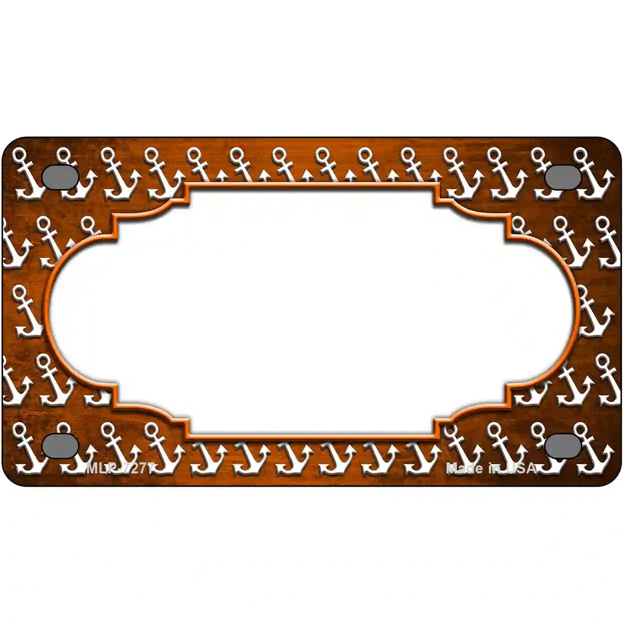 Orange White Anchor Scallop Oil Rubbed Metal Novelty License Plate 4" x 2.2" (MLP)