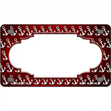 Red White Anchor Scallop Oil Rubbed Metal Novelty License Plate 4" x 2.2" (MLP)