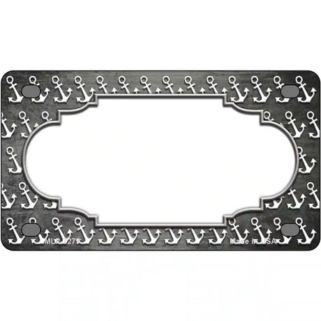 Gray White Anchor Scallop Oil Rubbed Metal Novelty License Plate 4" x 2.2" (MLP)