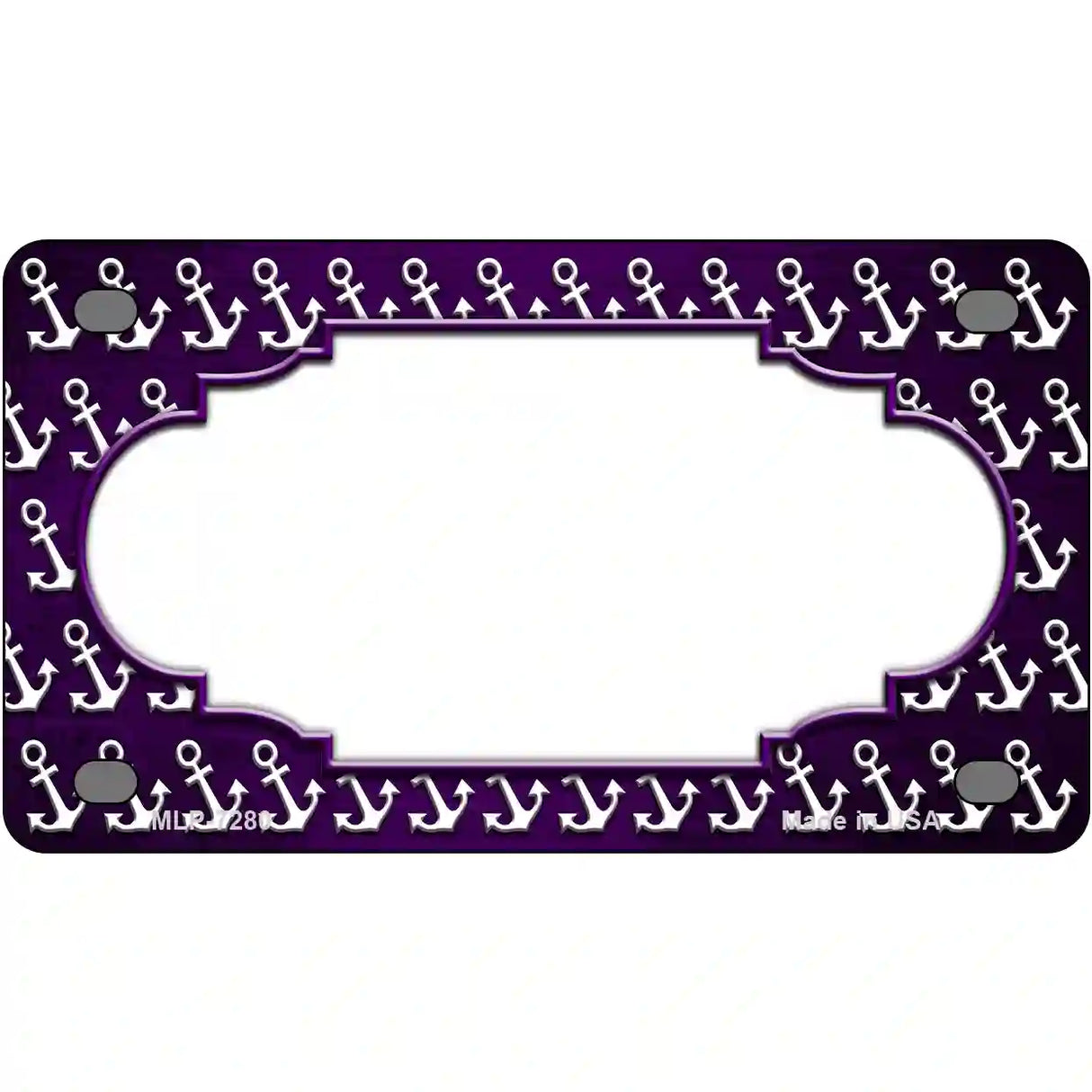 Purple White Anchor Scallop Oil Rubbed Metal Novelty License Plate 4" x 2.2" (MLP)