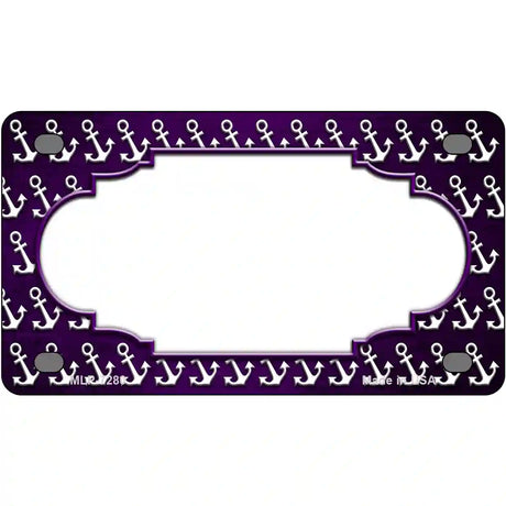 Purple White Anchor Scallop Oil Rubbed Metal Novelty License Plate 4" x 2.2" (MLP)