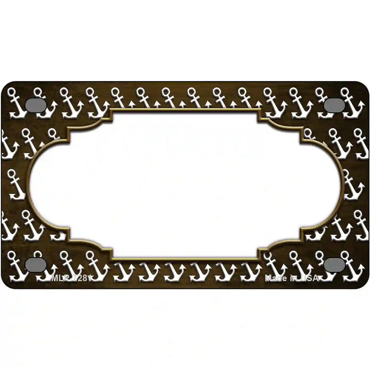 Brown White Anchor Scallop Oil Rubbed Metal Novelty License Plate 4" x 2.2" (MLP)