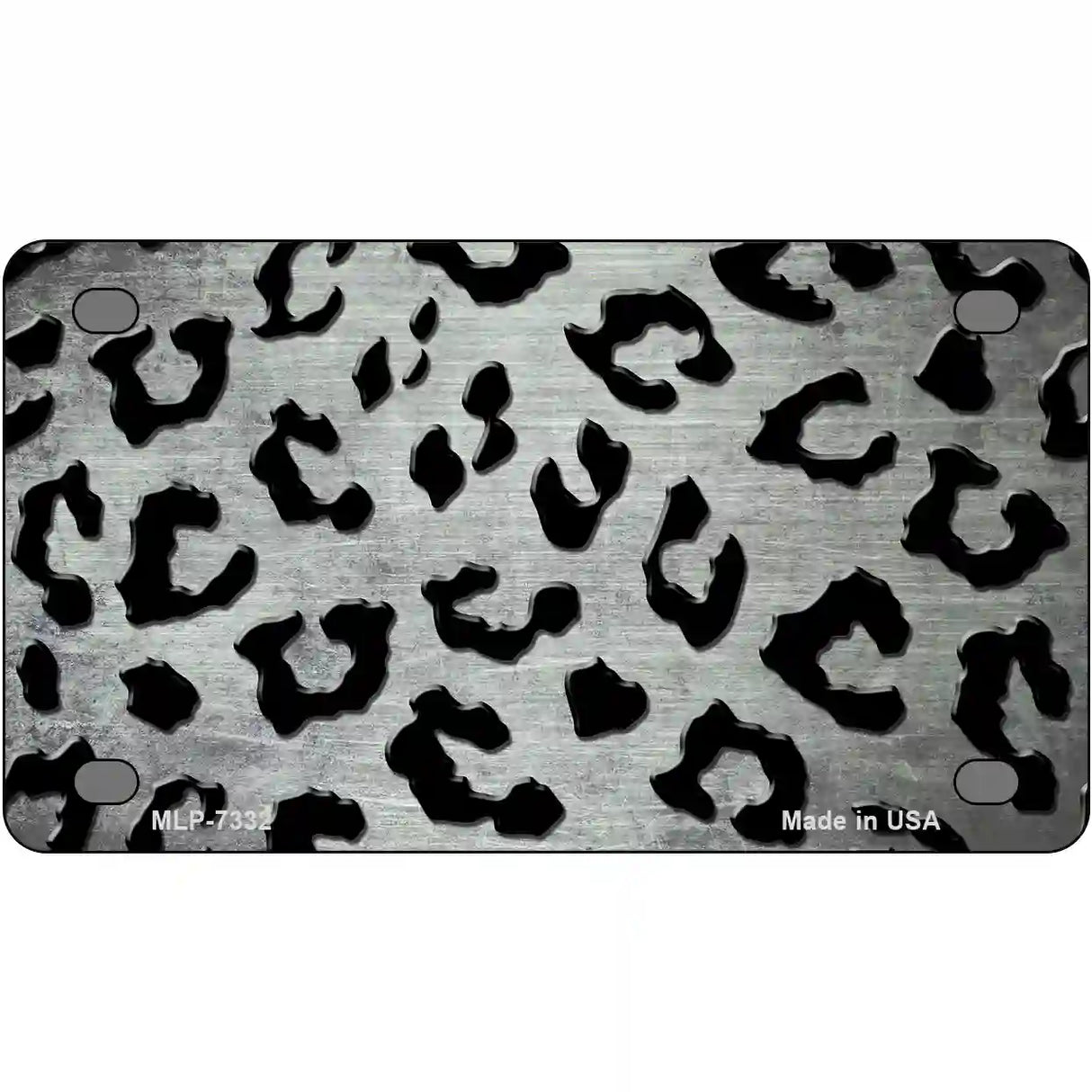 White Black Cheetah Oil Rubbed Metal Novelty License Plate 4" x 2.2" (MLP)