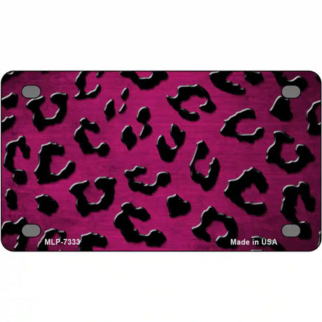 Pink Black Cheetah Oil Rubbed Metal Novelty License Plate 4" x 2.2" (MLP)