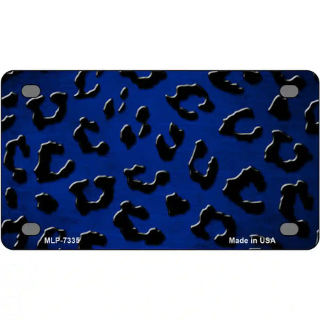 Blue Black Cheetah Oil Rubbed Metal Novelty License Plate 4" x 2.2" (MLP)