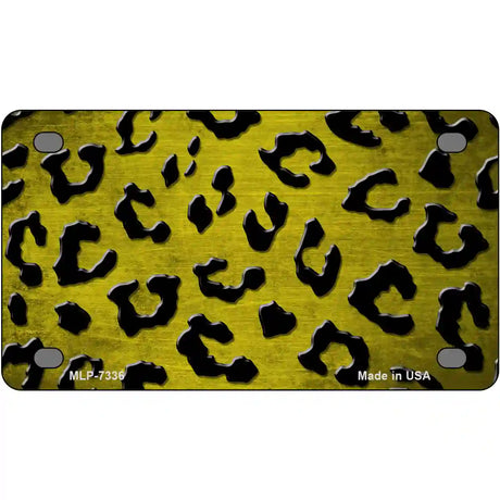 Yellow Black Cheetah Oil Rubbed Metal Novelty License Plate 4" x 2.2" (MLP)