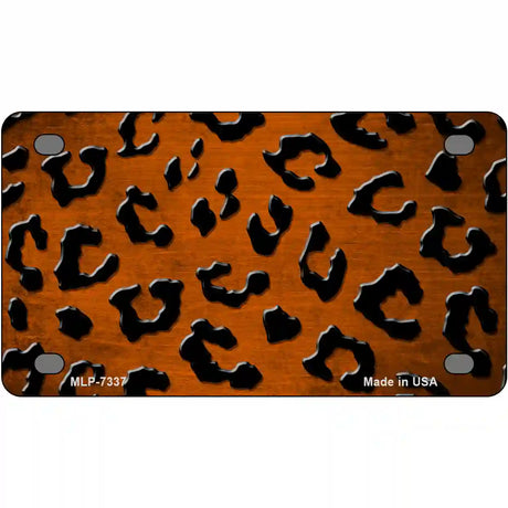 Orange Black Cheetah Oil Rubbed Metal Novelty License Plate 4" x 2.2" (MLP)