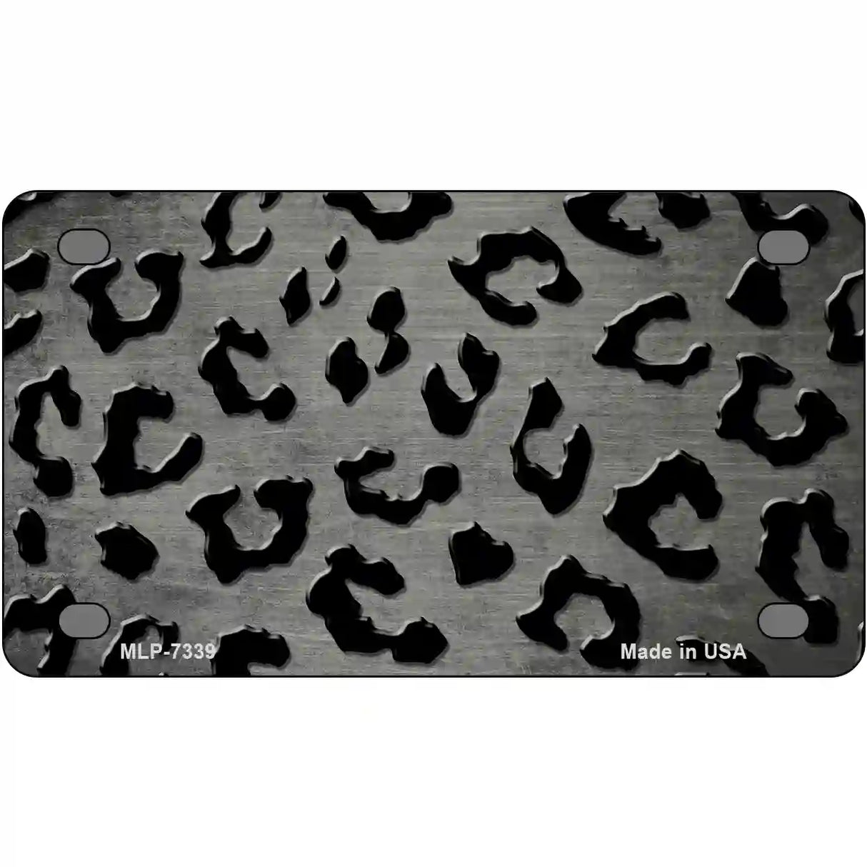 Gray Black Cheetah Oil Rubbed Metal Novelty License Plate 4" x 2.2" (MLP)