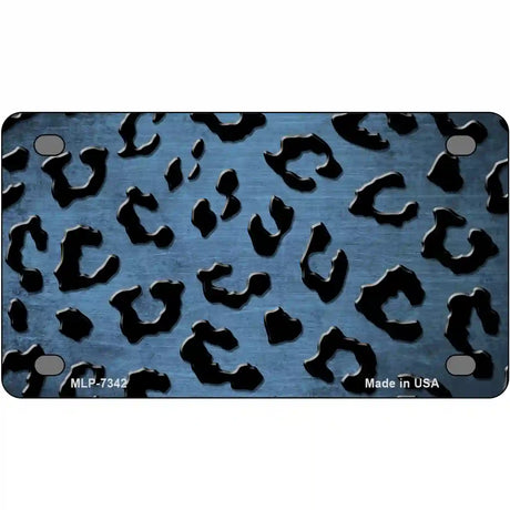 Light Blue Black Cheetah Oil Rubbed Metal Novelty License Plate 4" x 2.2" (MLP)