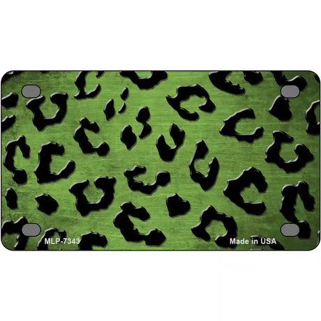 Lime Green Black Cheetah Oil Rubbed Metal Novelty License Plate 4" x 2.2" (MLP)