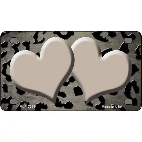 Tan Black Cheetah Hearts Oil Rubbed Metal Novelty License Plate 4" x 2.2" (MLP)