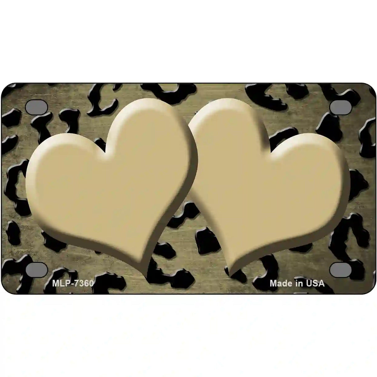 Gold Black Cheetah Hearts Oil Rubbed Metal Novelty License Plate 4" x 2.2" (MLP)