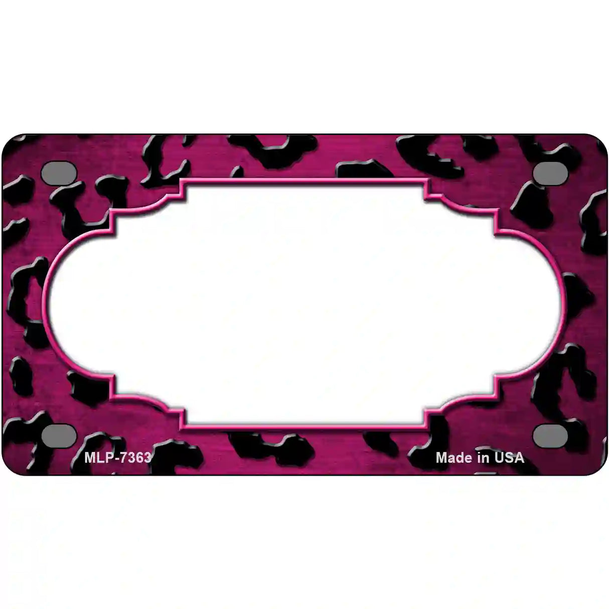 Pink Black Cheetah Scallop Oil Rubbed Metal Novelty License Plate 4" x 2.2" (MLP)